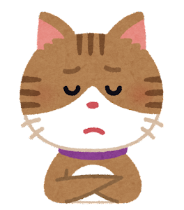 いろいろな表情の猫のイラスト「悩んだ顔」