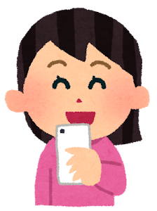 スマートフォンを使う女性のイラスト