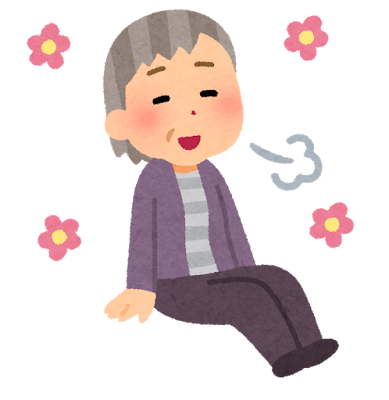 リラックスして座る人のイラスト(高齢者)