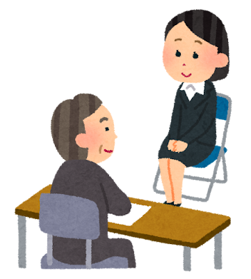 1対1の面接のイラスト(女性)