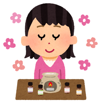 アロマテラピーのイラスト「癒される女性」