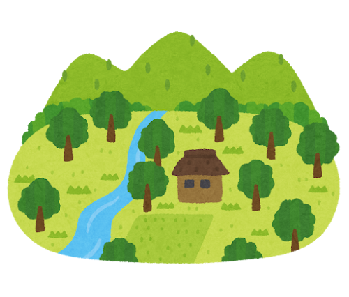 田舎の村のイラスト(過疎)
