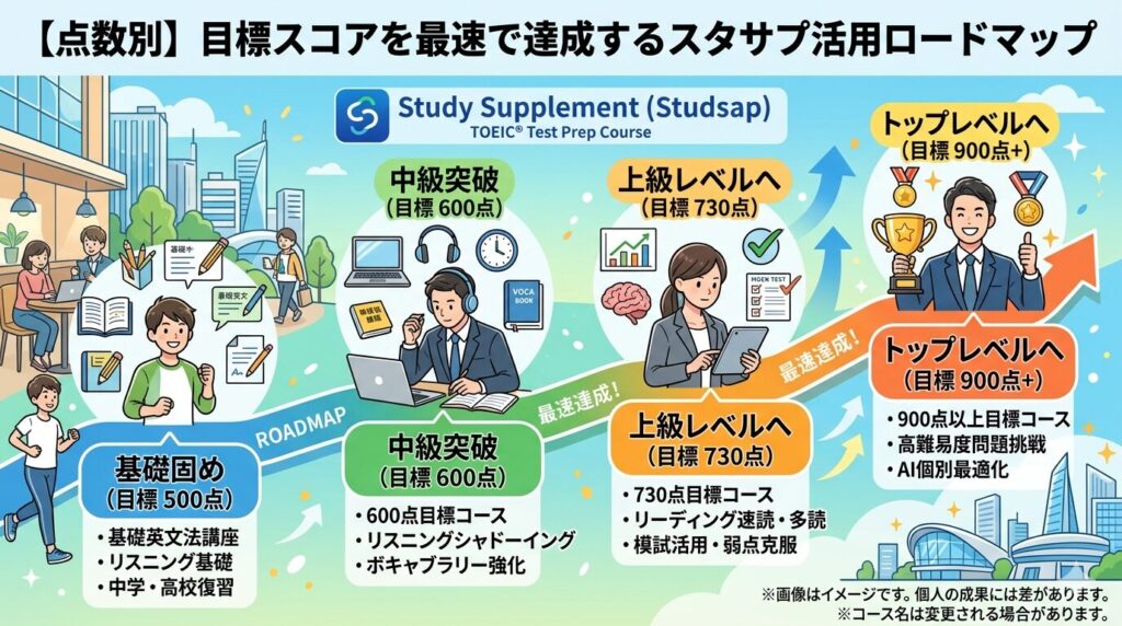 【点数別】目標スコアを最速で達成するスタサプ活用ロードマップ