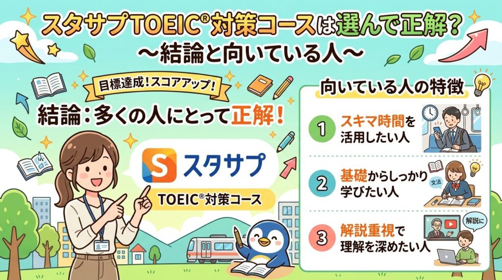 スタサプTOEIC対策コースは選んで正解？結論と向いている人