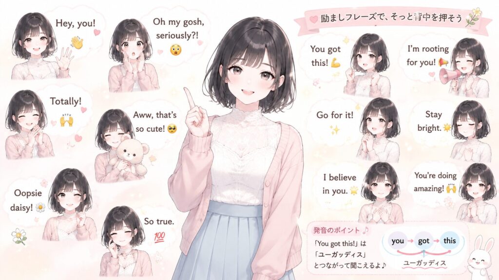 日常会話で心の距離を縮める!かわいい英語の一言フレーズの図解