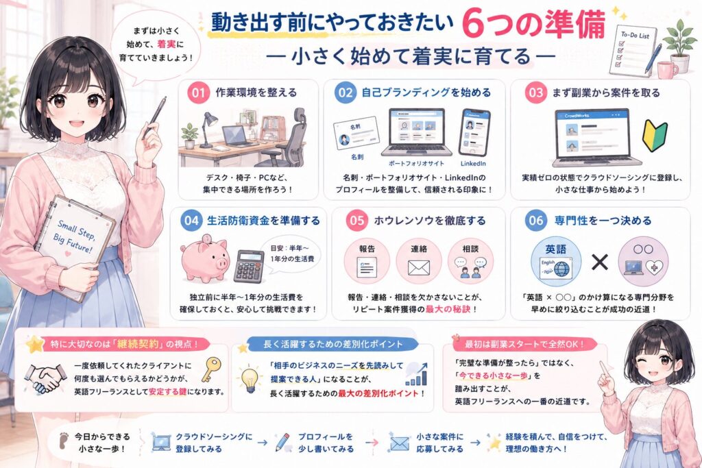 動き出す前にやっておきたい6つの準備——小さく始めて着実に育てるの図解