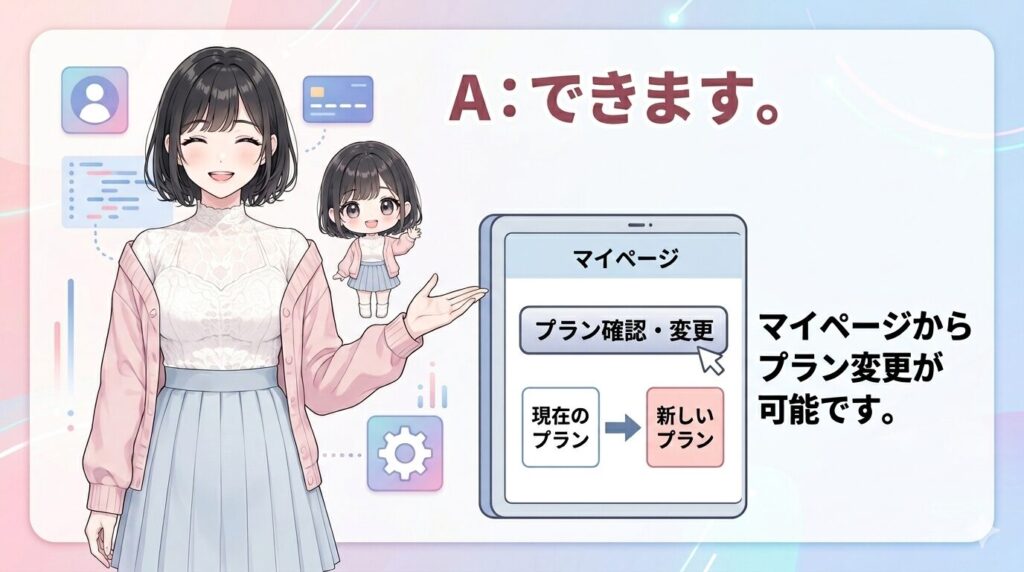 A：できます。マイページからプラン変更が可能です。