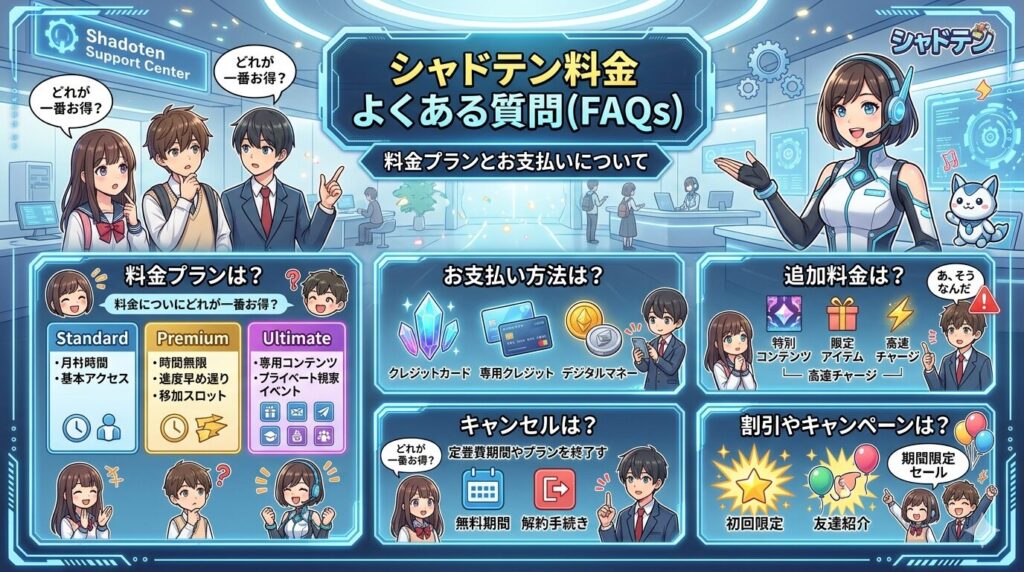シャドテンの料金に関してよく寄せられる質問をまとめました。