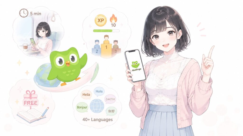 Duolingo(デュオリンゴ)とは?無料で英語が学べる仕組みの図解