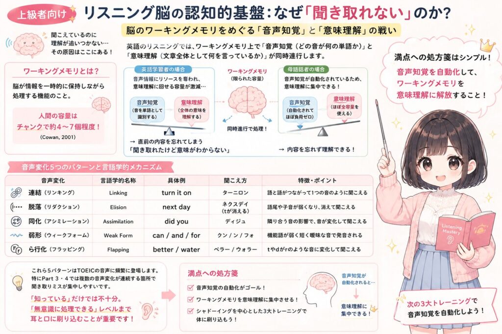 リスニング脳の認知的基盤:なぜ「聞き取れない」のか?の図解