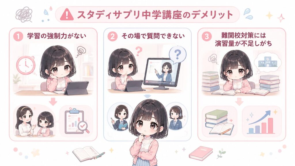 スタディサプリ中学講座のデメリットの図解