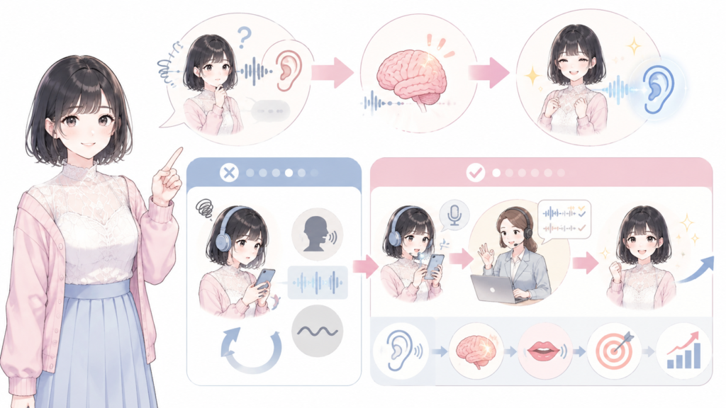 シャドテンの効果とは?リスニングが伸びる仕組みの図解