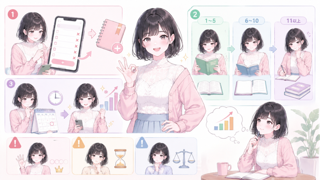 結果を語彙力アップに変える3ステップの図解