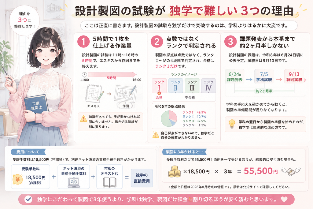 設計製図の試験が独学で難しい3つの理由の図解