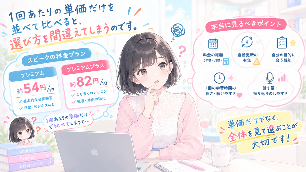 1回あたりの単価だけを並べて比べると、選び方を間違えてしまうのです。