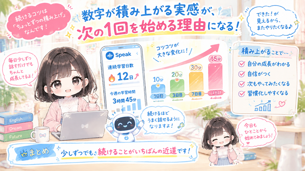 なぜなら、数字が積み上がる実感が、次の1回を始める理由になるからです。