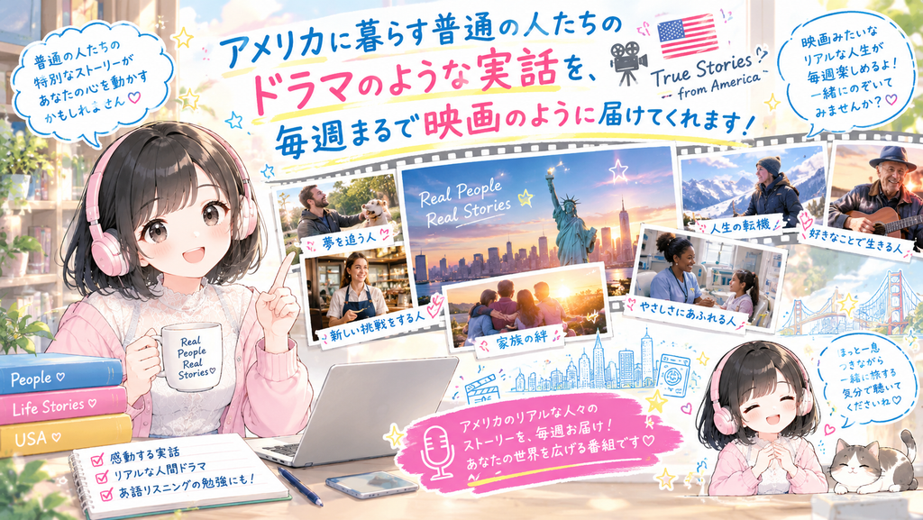 アメリカに暮らす普通の人たちの、ドラマのような実話を、毎週まるで映画のように届けてくれます。
