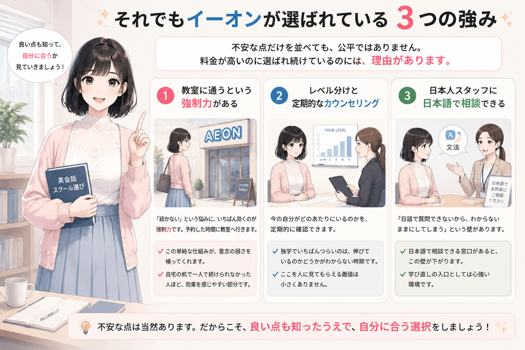 それでもイーオンが選ばれている3つの強みの図解