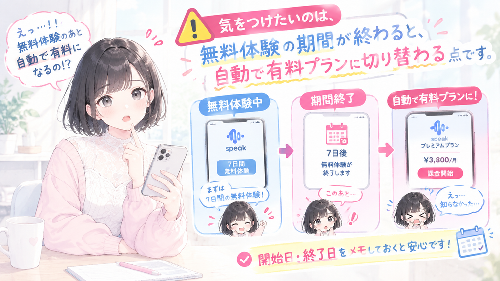 気をつけたいのは、無料体験の期間が終わると、自動で有料プランに切り替わる点です。