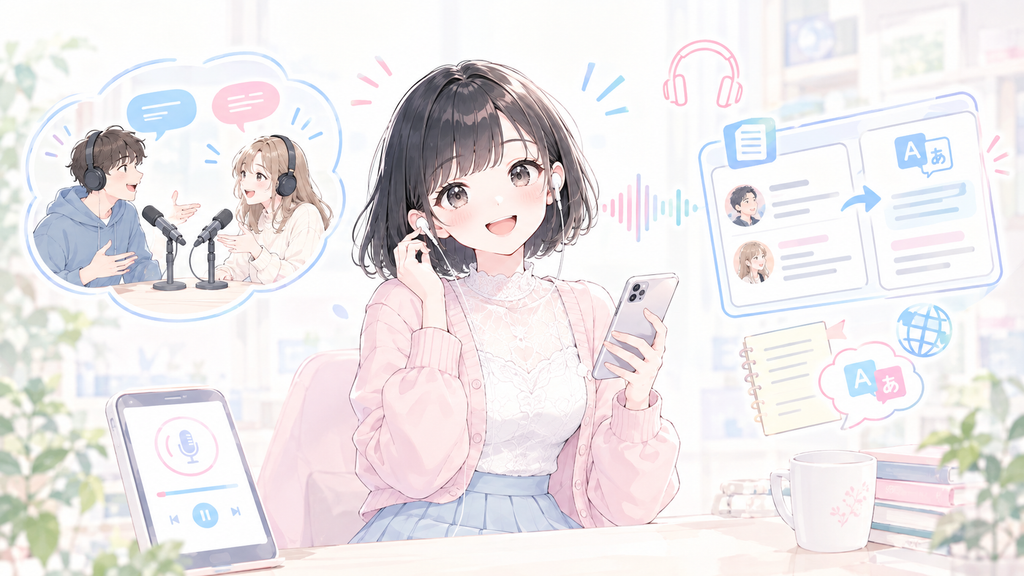 番組名のとおり、台本なしのフリートークを日本語の解説つきで楽しめる番組です。