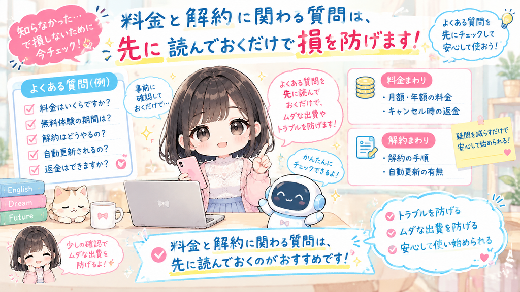 料金と解約に関わる質問は、先に読んでおくだけで損を防げます。