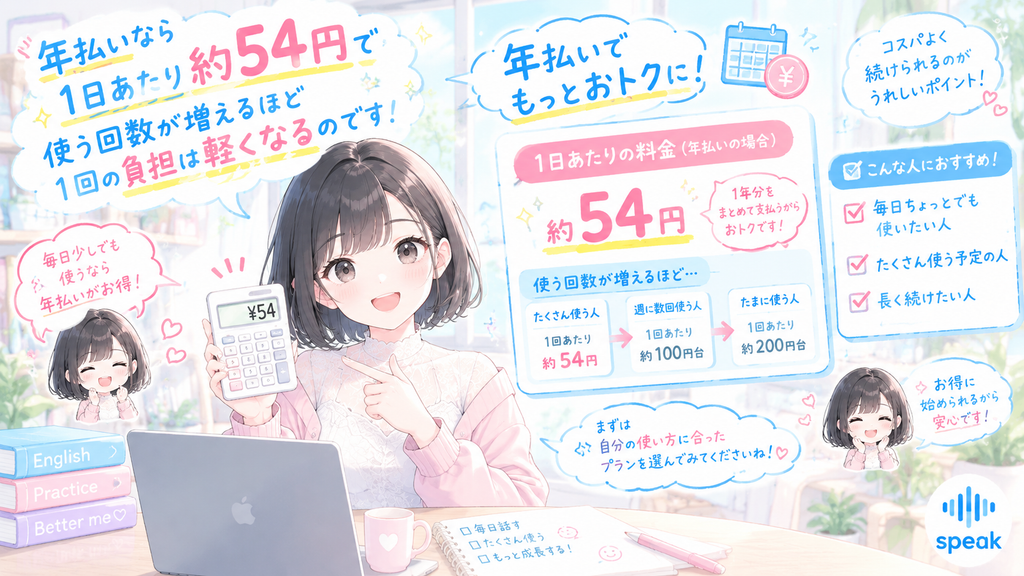 年払いなら1日あたり約54円で、使う回数が増えるほど1回の負担は軽くなるのです。