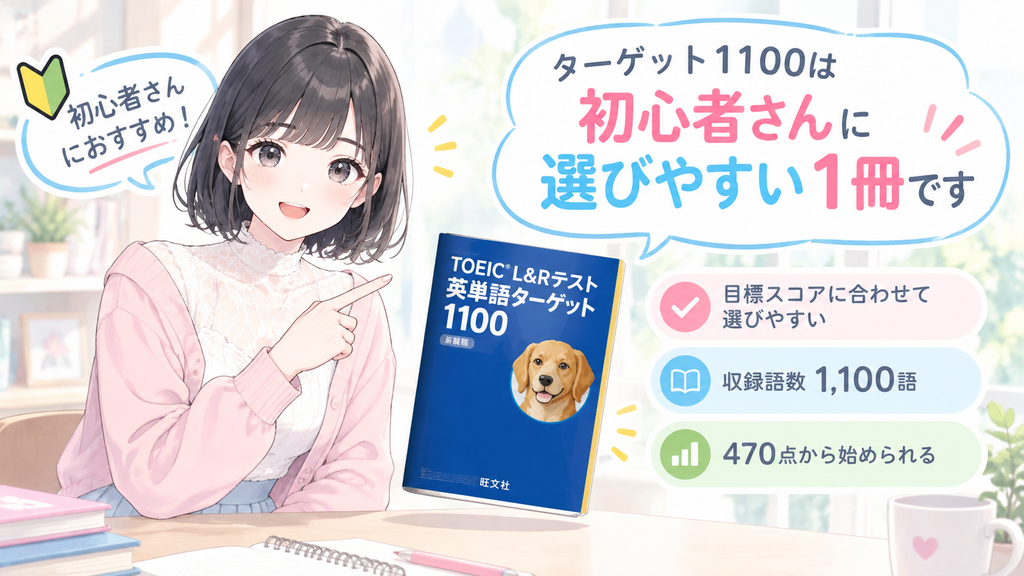 ターゲットの作りに慣れているなら、同じ旺文社の『TOEIC L&Rテスト英単語ターゲット1100』が選びやすい1冊です。