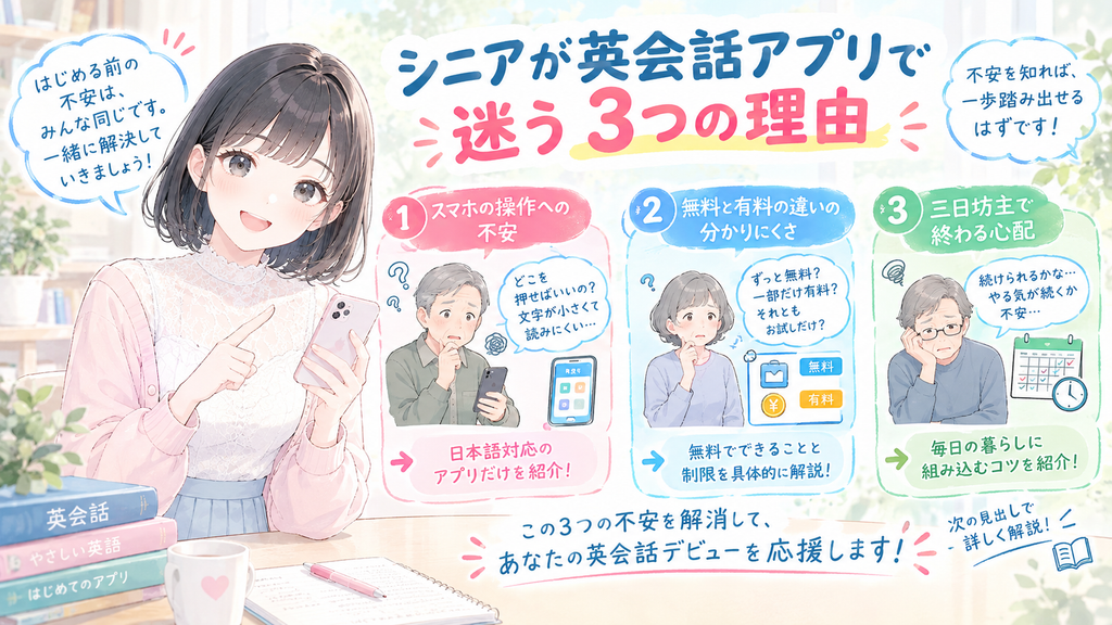 シニアが英会話アプリで迷う理由の図解