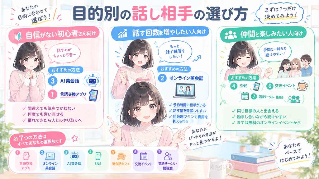 目的別の話し相手の選び方の図解