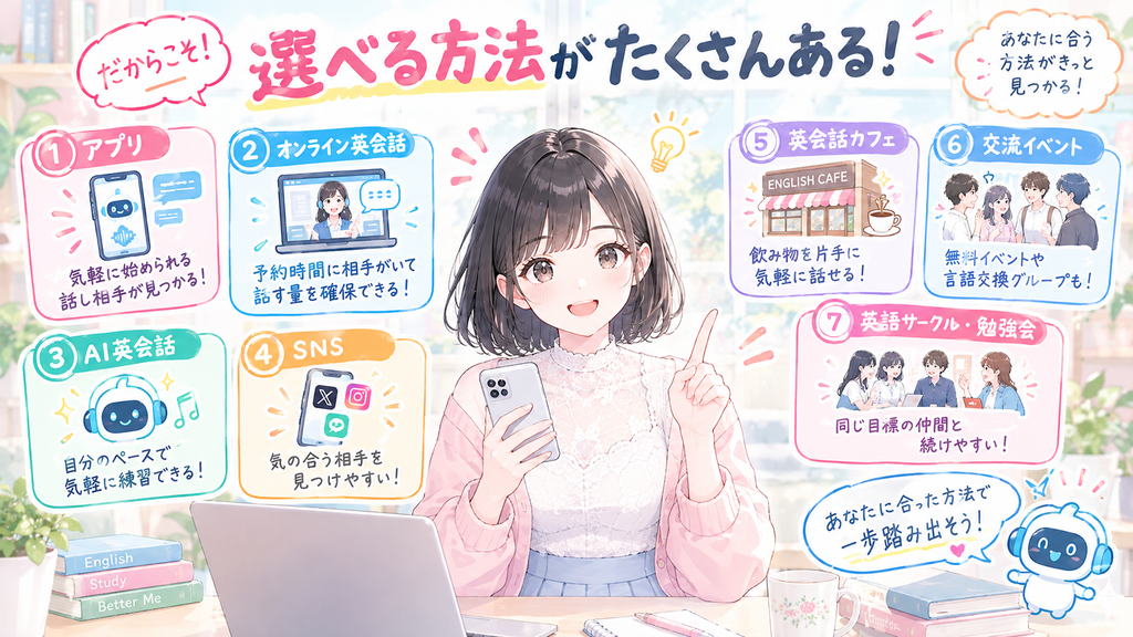 理由は、アプリやAIやイベントなど、選べる方法が一気に増えたからです。