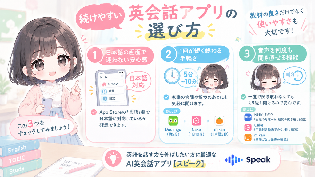 続けやすいアプリの選び方の図解