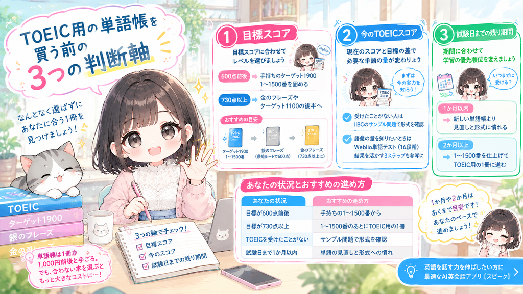 単語帳を買う前の3つの判断軸の図解