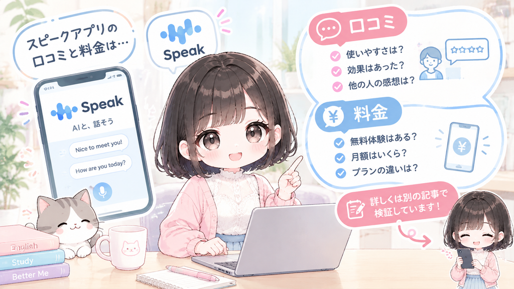 スピークアプリの口コミと料金は、別の記事で検証しています。
