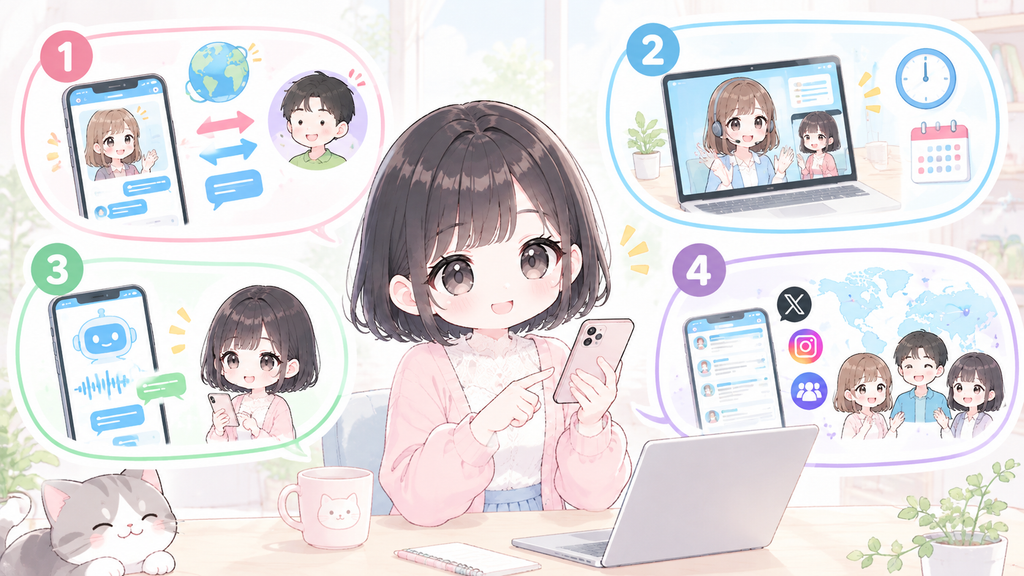 ネットで探す英語の話し相手の図解