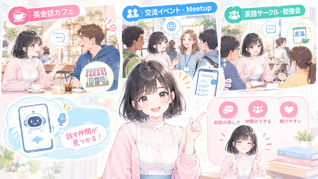 リアルで探す英語の話し相手の図解
