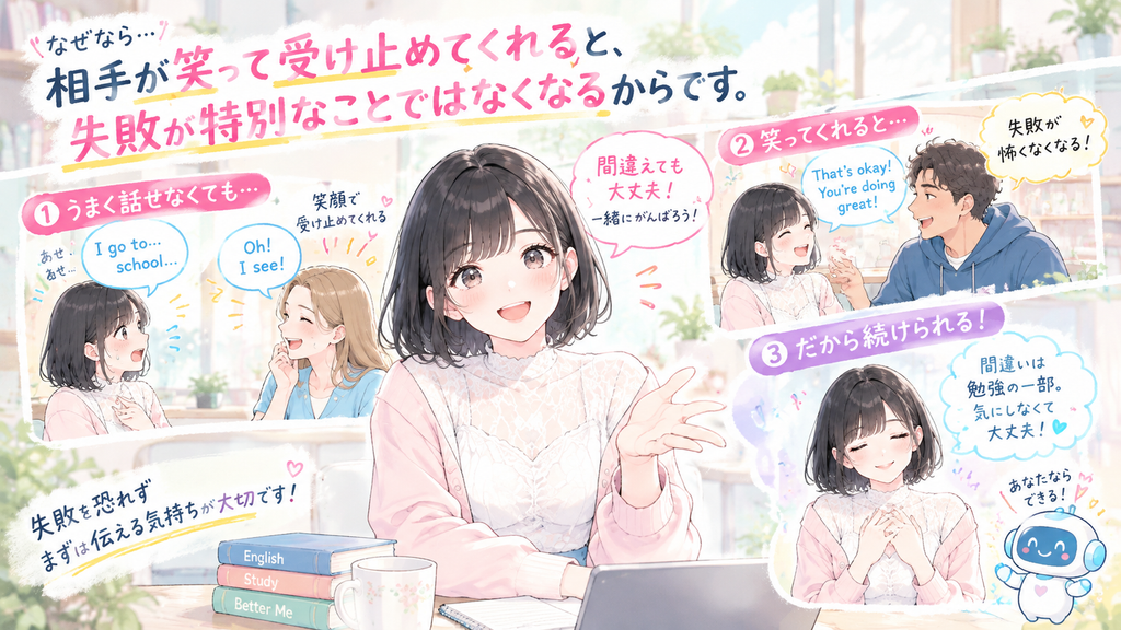 なぜなら、相手が笑って受け止めてくれると、失敗が特別なことではなくなるからです。