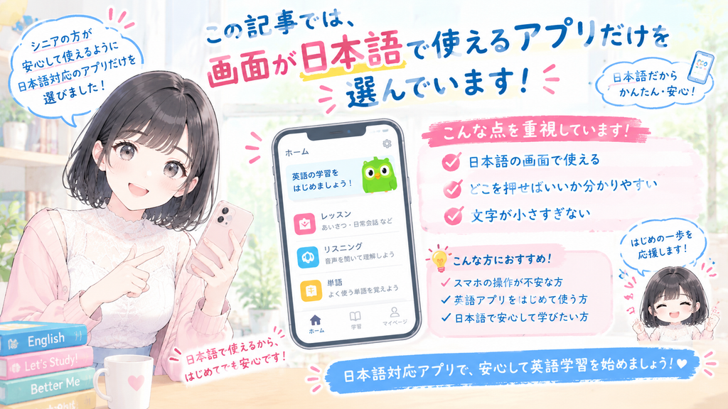 そこでこの記事では、画面が日本語で使えるアプリだけを選んでいます。