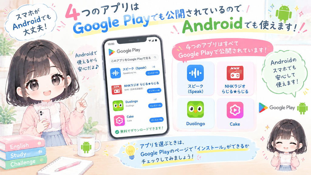 4つともGoogle Playでも公開されているので、Androidでも使えます。