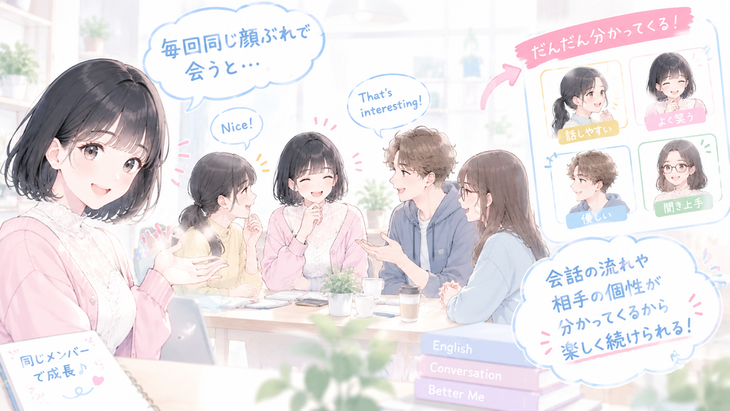 理由は、毎回同じ顔ぶれと会うと、会話の流れや相手の個性が分かってくるからです。